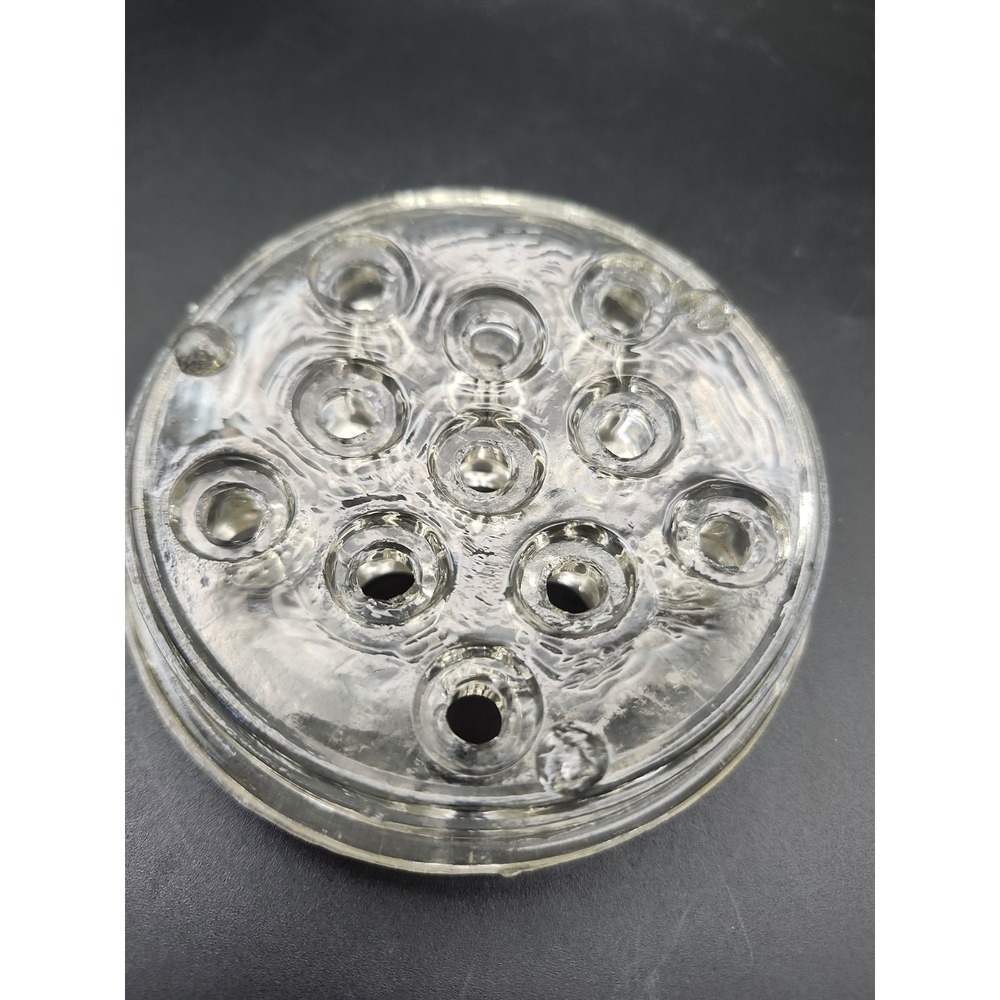 VTG Glass Flower Frog 11 Hole Clear Glass 3.75 Inch Round Flower Arranging - Picture 3 of 4